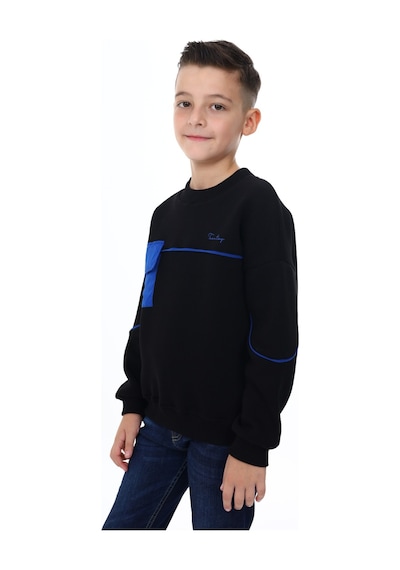 Toontoy Kids Toontoy Erkek Çocuk Relax Fit Bisiklet Yaka Parçalı Baskılı Sweatshirt - Cep Detaylı & 2 İplik Siyah Toontoy Kids Toontoy Erkek Çocuk Relax Fit Bisiklet Yaka Parçalı Baskılı Sweatshirt - Cep Detaylı & 2 İplik Siyah