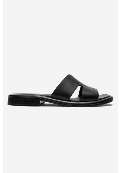 Luvishoes Brıo Siyah Cilt Hakiki Deri Kadın Terlik