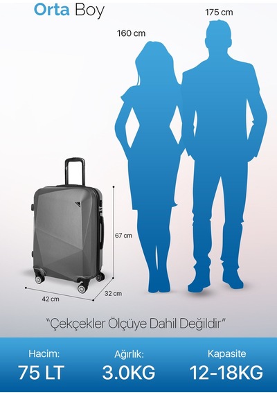 Polo&sky Elmas Model Taş Renk Abs Orta Boy Valiz Bavul