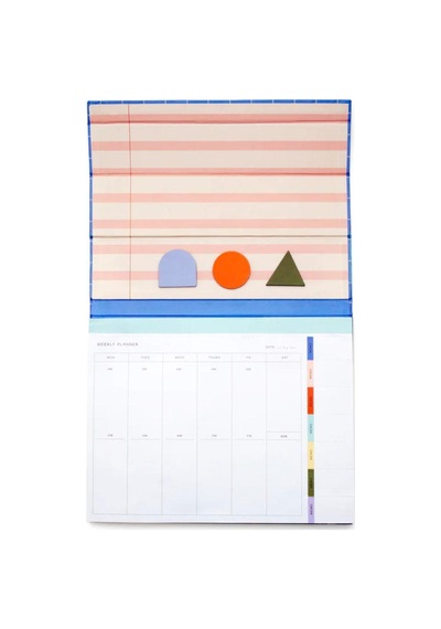 Kikkerland Inkerie Retro-design Weekly Desk Planner Haftalık Planlama Seti Mavi
