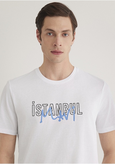 Mavi - Beyaz Istanbul Tişört 067114-620-Beyaz