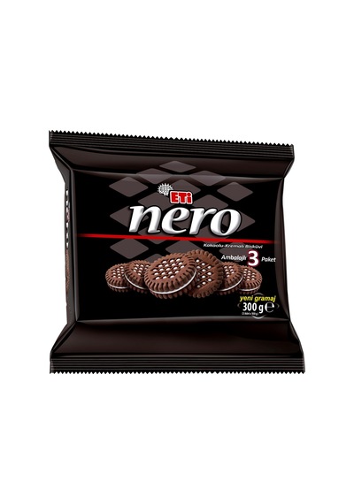 Eti Nero Bisküvi 3'lü 300 G Kakaolu Kremalı Atıştırmalık 4'li Avantaj Paketi - 4 Adet Tarı