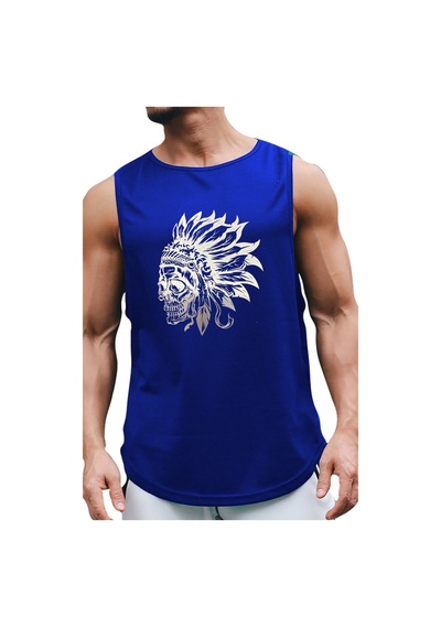 Bluu Indians Kolsuz Sporcu T-shirt Tank Top Spor Atlet