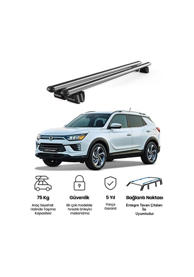 Pençe Ssangyong Korando Ara Atkı 2019 Ve Sonrası Uyumlu Gri Ara Atkı Port Bagaj Tavan Barı
