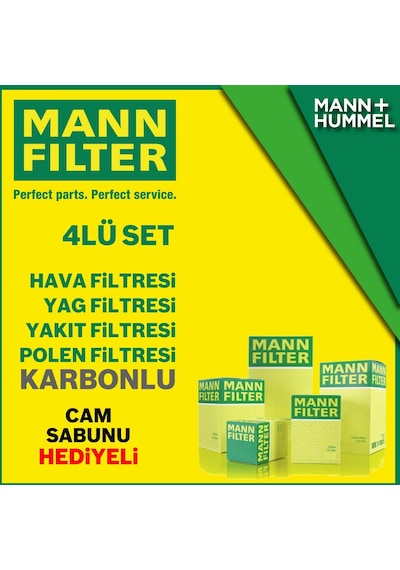Toyota Uyumlu Auris 1.4 D4D Mann-Filter Filtre Bakım Seti 2007-2018