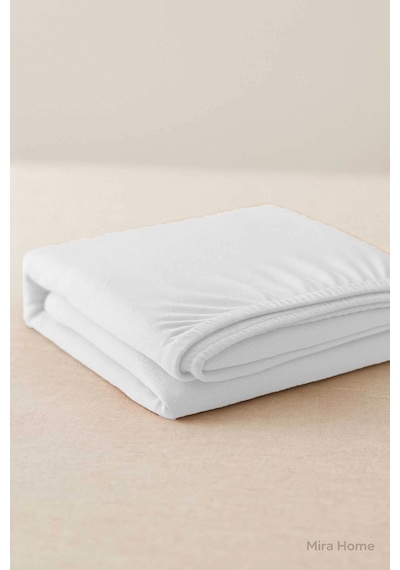 Çift Kişilik Düz Penye %100 Pamuklu Lastikli Çarşaf 160x200 Newsheet Beyaz Çok Renkli