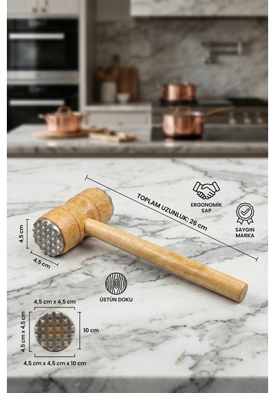 3 Lü Et Döveceği Seti Et Dövücü Kesme Tahtası Ve Spatula