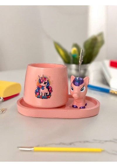 Pembe Unicorn Not - Fotoğraf Tutuculu Hediyelik Set Şeker Pembe