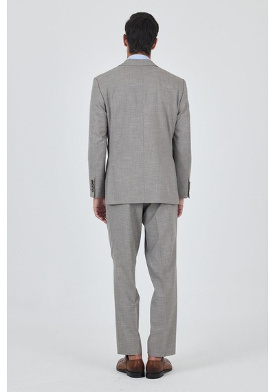 İmza Bej Mono Yaka Esnek 4 Drop Comfort Fit Classic Takım Elbise 1001250159 Bej