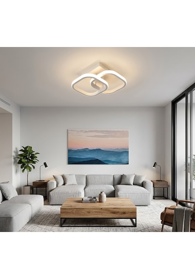 Lzy Avize Çift Kare Plafonyer Avize Beyaz Modern Tavan Aydınlatma Salon, Mutfak, Antre & Çocuk Odası
