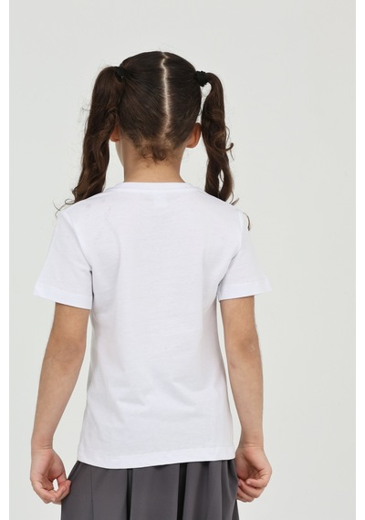 Erdem Kıds Kız Çocuk Beyaz Düz Baskısız Kısa Kol Basic Casual-okul T-shirt Beyaz Beyaz