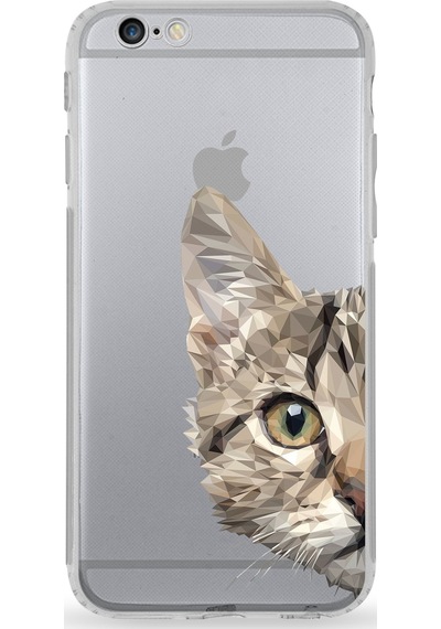 Apple Uyumlu iPhone 6 Kamera Korumalı Kapak Catface Tasarımlı Silikon Şeffaf Kılıf Şeffaf