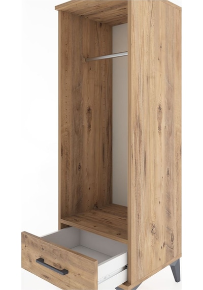 Hyperion Dolap Tek Raflı Tek Çekmeceli Tek Askılı 44x44x134 Çam-çam Atlas Çam
