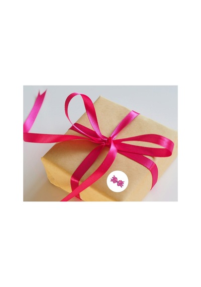 Şeker Pembe Fiyonk Baskılı Etiket Yuvarlak Mat Çıkartma Bow Round Sticker 4 Cm 40 Adet Çok Renkli