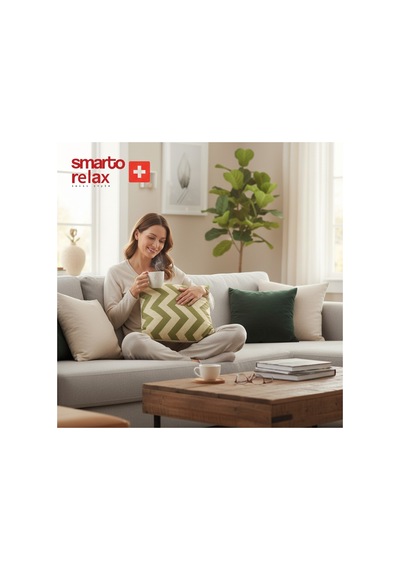 Smarto Relax Içi Dolgulu Kırlent 45x45 Cm Kare Salon & Berjer Kırlenti Beyaz - Yeşil