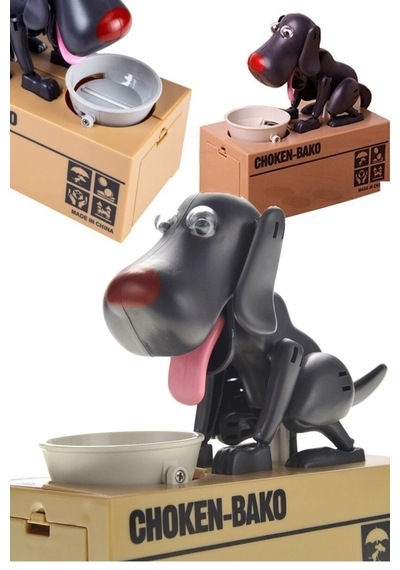 Choken Bako Para Yiyen Köpek Kumbara Dekoratif Siyah