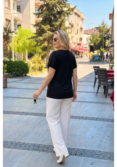 Aytemas Pul Parçalı Bluz siyah