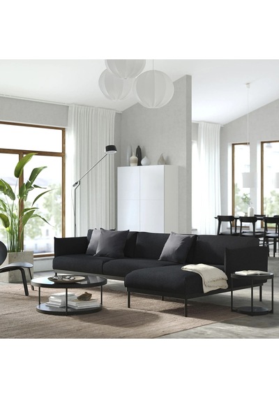 Ikea Siyah Ferah Kanepe - Uzanma Koltuklu 4'lü Kanepe