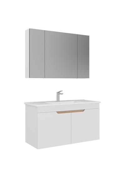 Orka Lena 100 Cm Mat Beyaz Kapaklı Banyo Dolabı Alt Modül Lavabo Beyaz