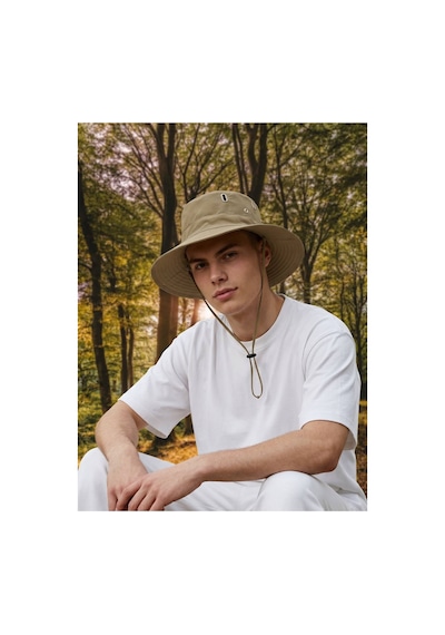 Giyu Shop Unisex Uv Korumalı Geniş Kenarlı Katlanabilir Safari Outdoor Bonnie Yürüyüş Ve Plaj Şapkası Bej