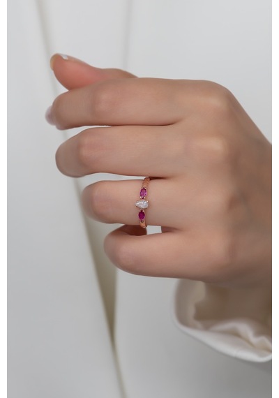 Gümüş Prenses Yüzük Rose Gold Kaplama 925 Ayar Gümüş Rose Gold (511780152)