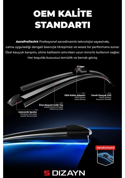 S-dizayn Kia Cerato Ld Ön Cam Silecek Seti 2004-2009 Premium Araca Özel 60-40 Cm A+ Kalite Aocs-1747