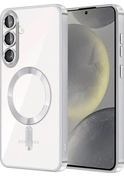 Samsung Galaxy S26 Plus Uyumlu Kılıf Kamera Lens Koruyuculu Magsafe Özellikli Telefon Kılıfı Kapak Gümüş