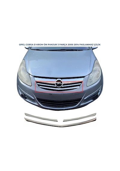 Ebal Otomotiv Opel Corsa D Krom Ön Panjur 3 prç. 2007-2014 Arası P. Çelik