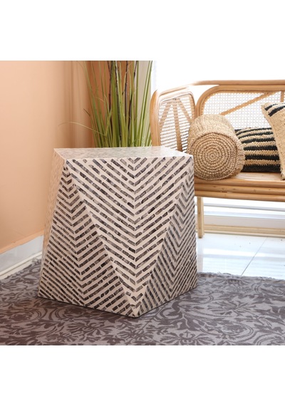 Zaviye Sedef Mozaik Sehpa 57x40x50 Cm Gri