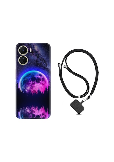 Vivo Y16 Kılıf İpli Boyun Askılı Desenli Silikon Star Planet 1652
