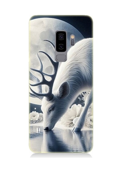 Samsung Galaxy S9 Plus Uyumlu Ay Işığında Beyaz Geyik Yansıması Desenli Silikon Kılıf Çok Renkli