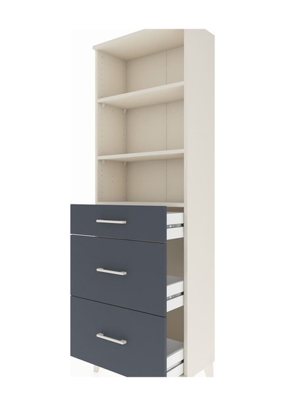 Arges Dolap 3 Raflı 3 Çekmeceli 60x30x182 Aytaşı-antrasit Aytaşı