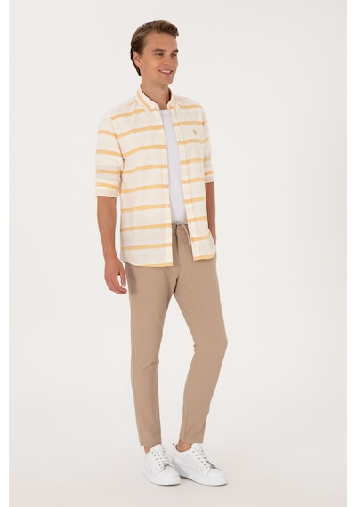 U.s. Polo Assn. Erkek Hardal Gömlek Desenli 50300198-vr072 Hardal