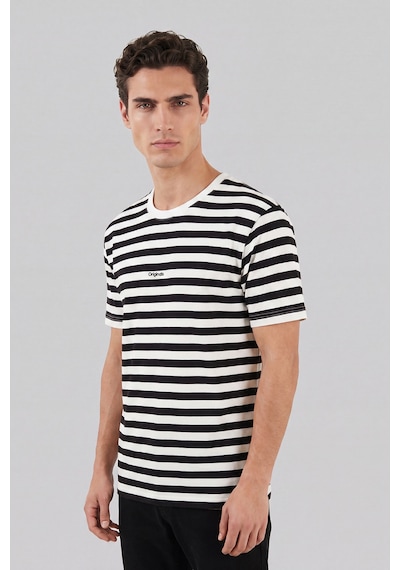 Buratti Çizgili Pamuklu Relaxed Fit Bisiklet Yaka T Shirt Erkek T Shirt 5904078 Siyah