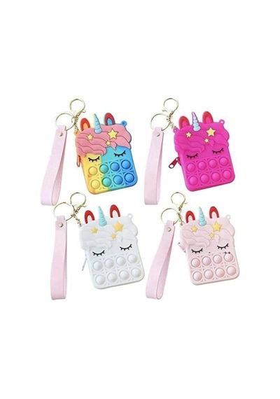 Unicorn Popit Renkli Çocuk Çantası Para Çantası Oyuncak Unikorn 9 Cm. Pop It