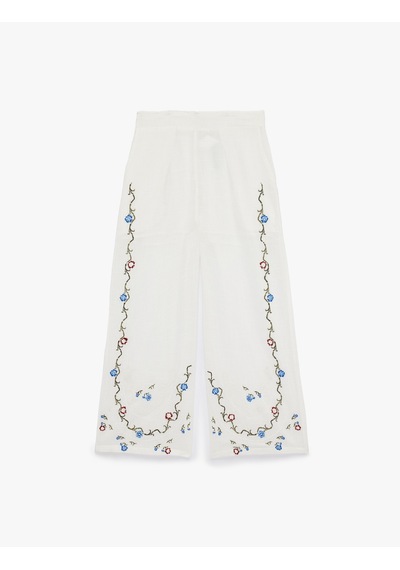 Koton Pamuklu Keten Görünümlü Cepli Çiçek Motifli Nakışlı Geniş Paça Pantolon Kırık Beyaz 6sak40197uw Ekru Koton Pamuklu Keten Görünümlü Cepli Çiçek Motifli Nakışlı Geniş Paça Pantolon Kırık Beyaz 6sak40197uw Ekru