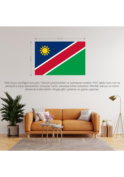 Namibia Ülke Bayrağı 45x30cm Duvar Tablosu Çerçevesiz Pvc Tablo