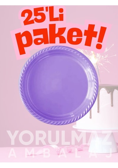 Rainbow Lila Plastik Tabak 25 Adet Şık & Dayanıklı Kullan-at Açık Mavi