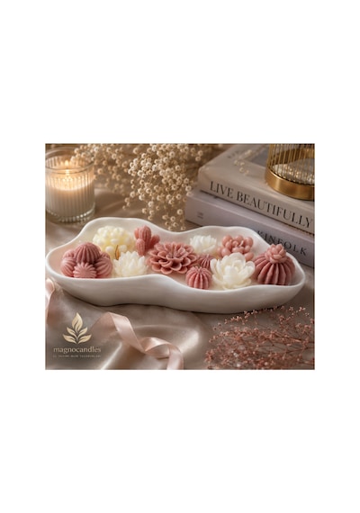 Magno Candles Çiçek Bahçesi Kokulu Mum El Yapımı Seramik Kase Dekoratif Mum & Hediyelik Ev Dekoru Ekru