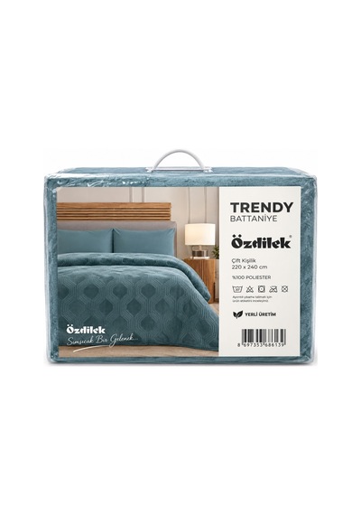 Özdilek Trendy Embos Çift Kiş. Battaniye-art Deco Atlantik Yeşil