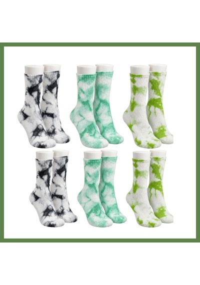 Bezos Unisex Batik Desenli Çorap 6'lı Set Renkli Pamuklu Uzun Soket Dikişsiz Nefes Alan Günlük Spor Çorabı Hb006 Çok  Renkli