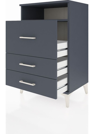 Hyperion Komodin Tek Raflı 3 Çekmeceli 60x44x96 Antrasit-antr... Antrasit