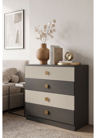 Merani Modern 4 Çekmeceli Antrasit Ve Beyaz Şifonyer Antrasit Beyaz Merani Merani Modern 4 Çekmeceli Antrasit Ve Beyaz Şifonyer Antrasit Beyaz Merani