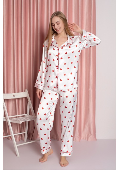 Jumelles Kadın Krem Saten Pijama Takımı Krem