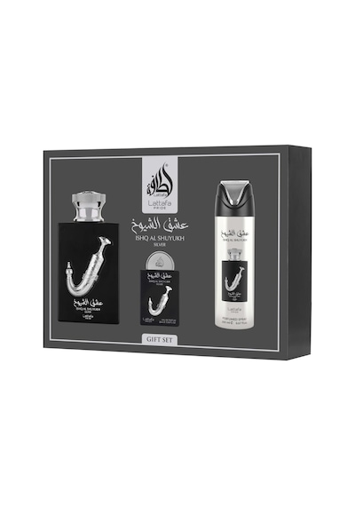 Lattafa Ishq Al Shuyukh Silver Edp 100 Ml + Edp 20 Ml + Deodorant 200 Ml Erkek Parfüm Seti Odunsu
