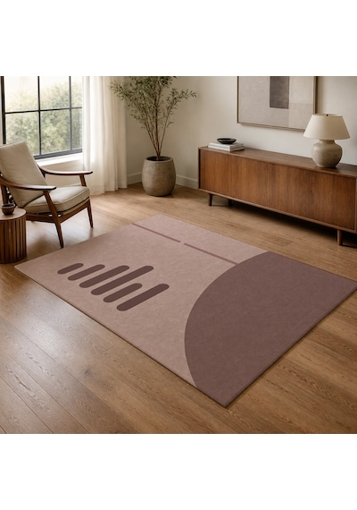 Kartela Halı Aralık Minimal Modern Halı Gül Kurusu Kaymaz Taban Makinede Yıkanabilir 200x300 Cm