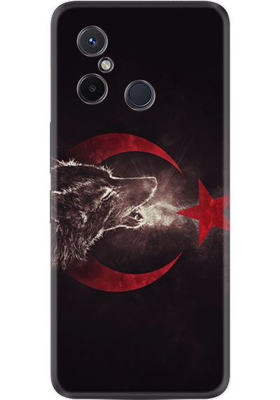 Xiaomi Redmi 12C Kılıf Resimli Desenli Baskılı Silikon Kurt ve Ay Yıldız 1403