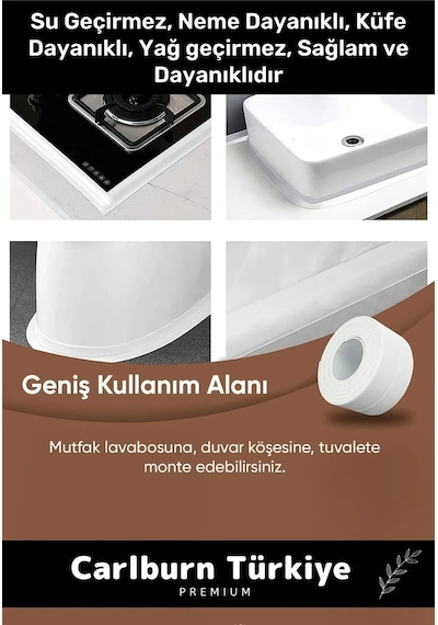 Premium Lavabo Küvet Pvc Su Geçirmez Sızdırmaz Dayanıklı Yağ Kenar Küf Önleyici 3.2m İzolasyon Bant