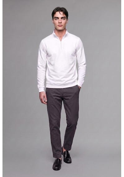 Defacto Regular Fit Dik Yaka Yarım Fermuarlı Sweatshirt F2821ax25auwt34 Beyaz