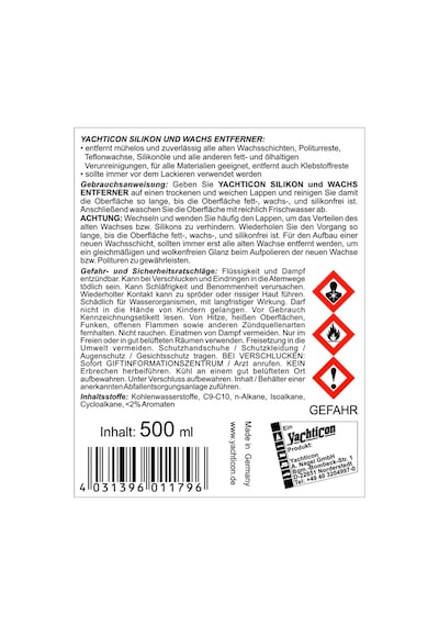 Yachticon - Silikon Ve Cila Sökücü Temizleyici 500 Ml : Boya Ve Yeni Cila Öncesi Kusursuz Yüzey Temizliği Ve Yağ Arındırma
